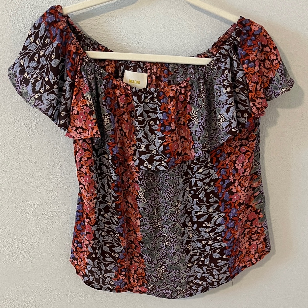 Maeve Anthropologie Vallita Floral Off Shoulder Top